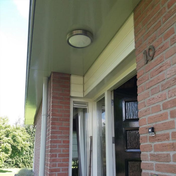Applique da esterno con sensore crepuscolare argenta in vetro, Bob, IP44