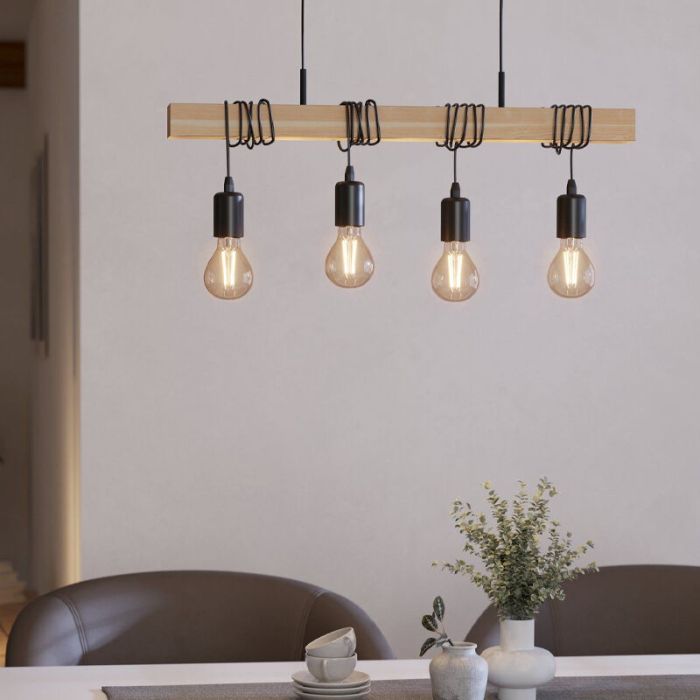 Lampada a sospensione in legno marrone, Anton