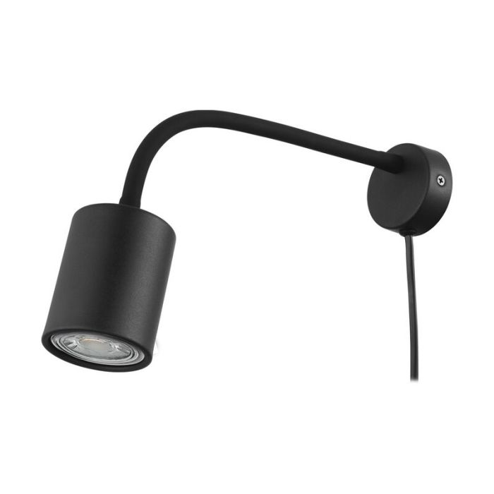 Faretto da soffitto nero in acciaio, Samiha, con interruttore