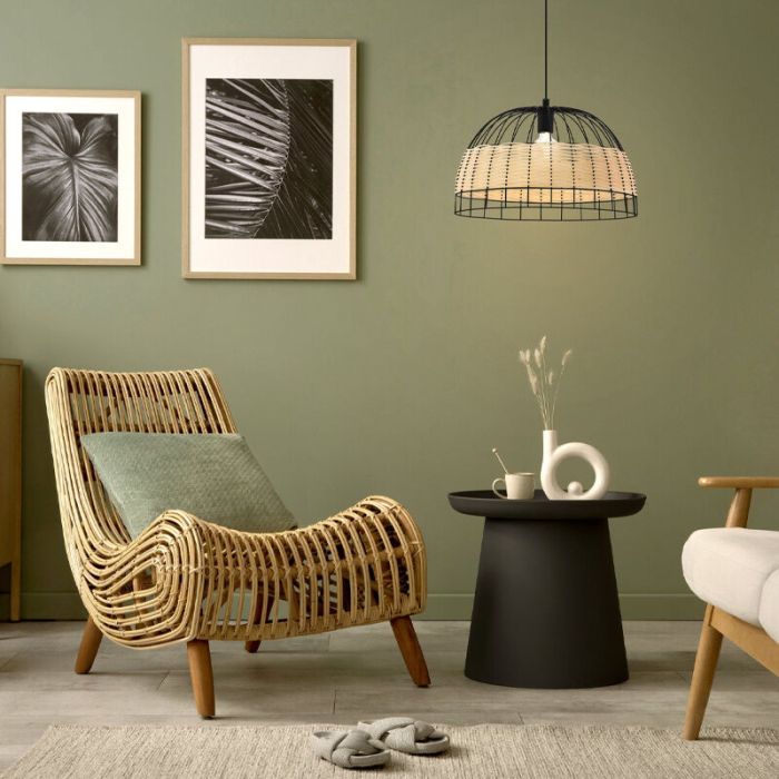 Lampada a sospensione in rattan marrone, Guillaume