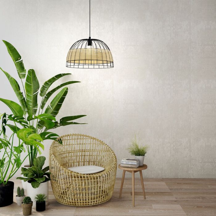 Lampada a sospensione in rattan marrone, Guillaume
