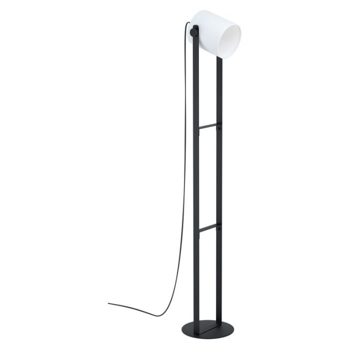 Lampada da terra in legno nera, Kaspar, con interruttore