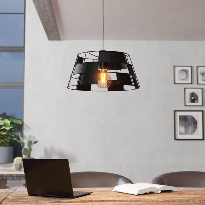 Lampada a sospensione nera in alluminio, Nelly