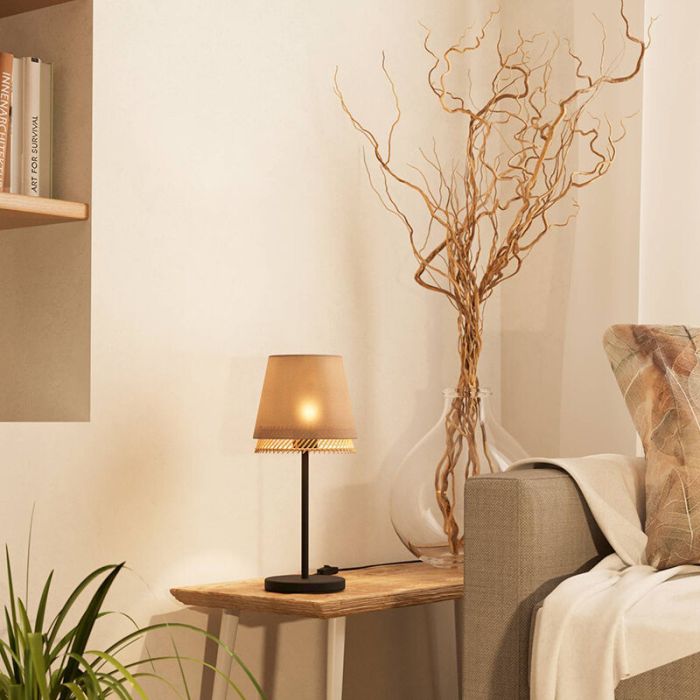 Lampada da tavolo beige in tessuto, Ruby, con interruttore