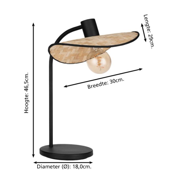 Lampada da tavolo marrone in legno, Jillah, con interruttore