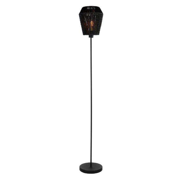 Lampada da terra di carta nera, Caine, con interruttore