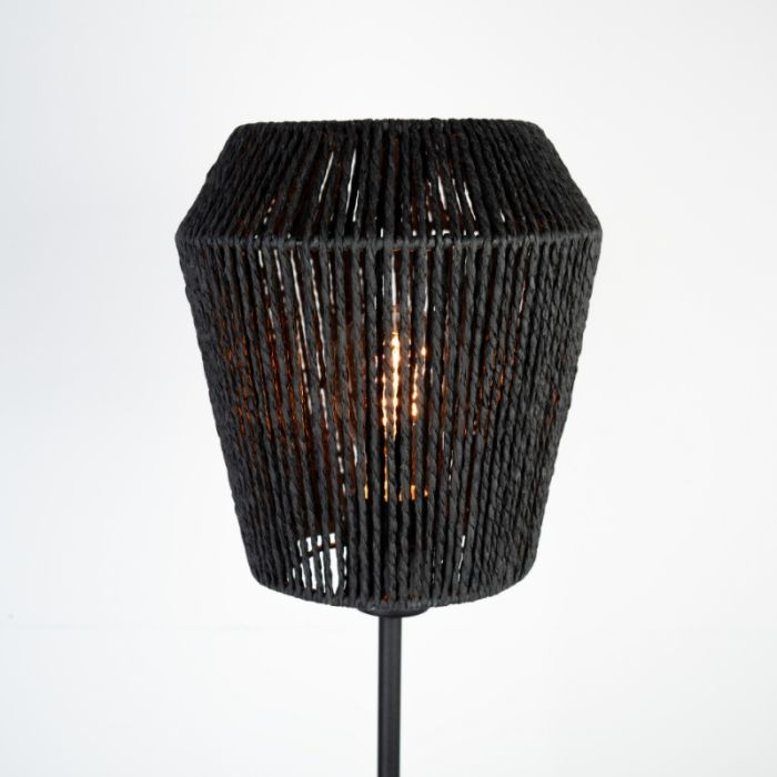 Lampada da terra di carta nera, Caine, con interruttore