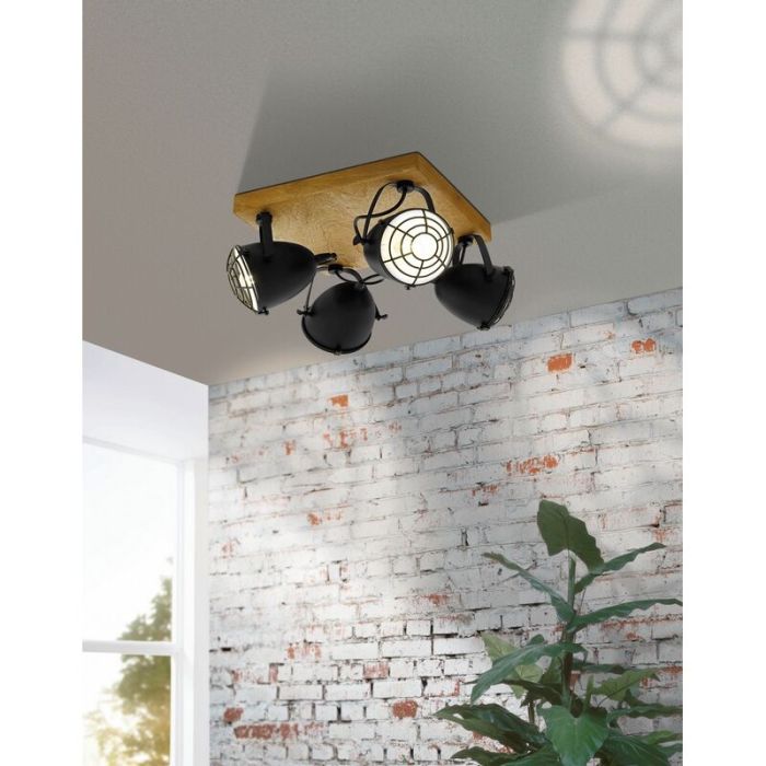 Faretto da soffitto in legno marrone, Pasquale