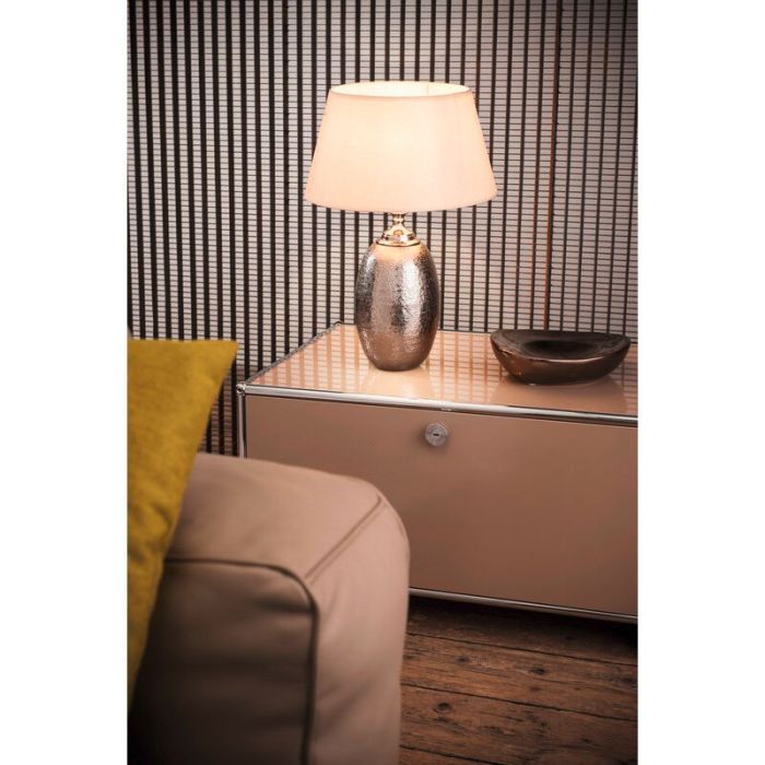 Lampada da tavolo senza paralume in nichel in alluminio, Abdel, con interruttore