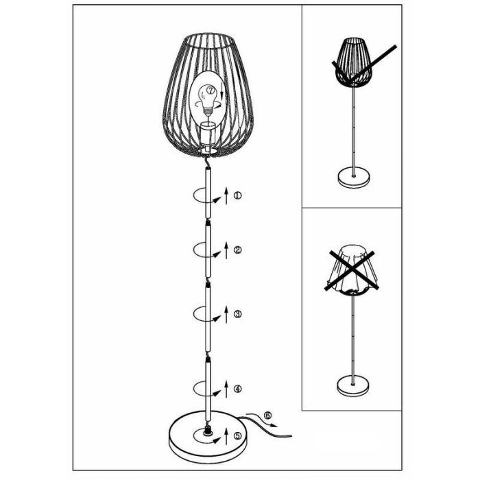 Lampada da terra nera metallo, Kitana, con interruttore