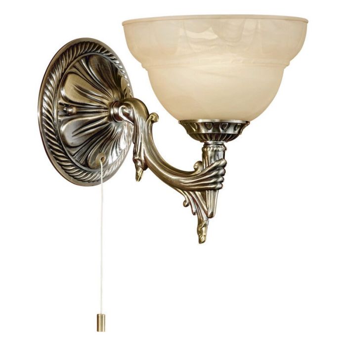 Applique da parete di bronzo in vetro, Eugine, con interruttore a strappo