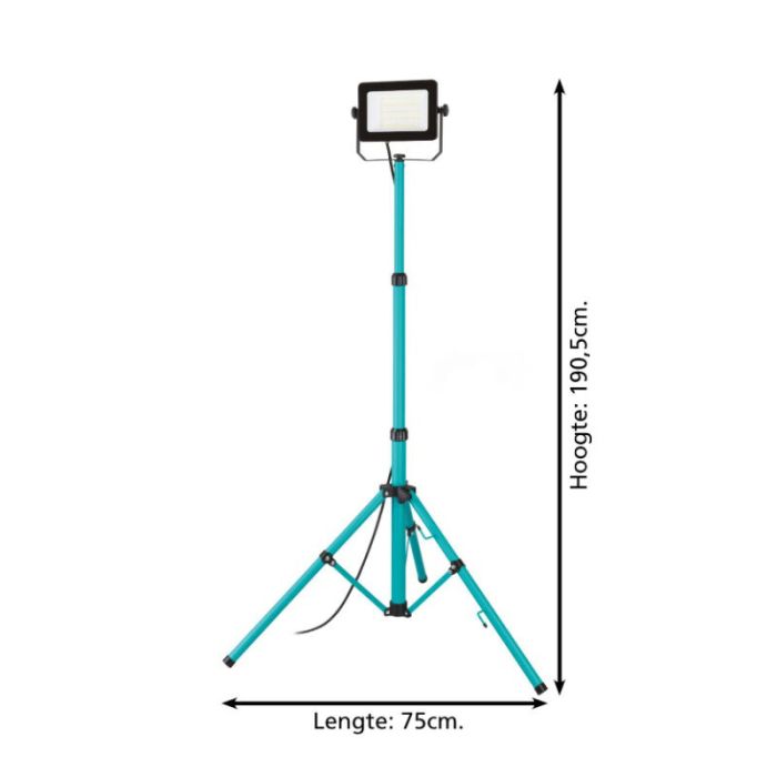 Luce da lavoro blu in alluminio, Angelos, 52W, 4000K LED, IP65, con interruttore