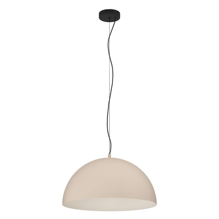Lampada a sospensione semisfera beige in acciaio, Geneva