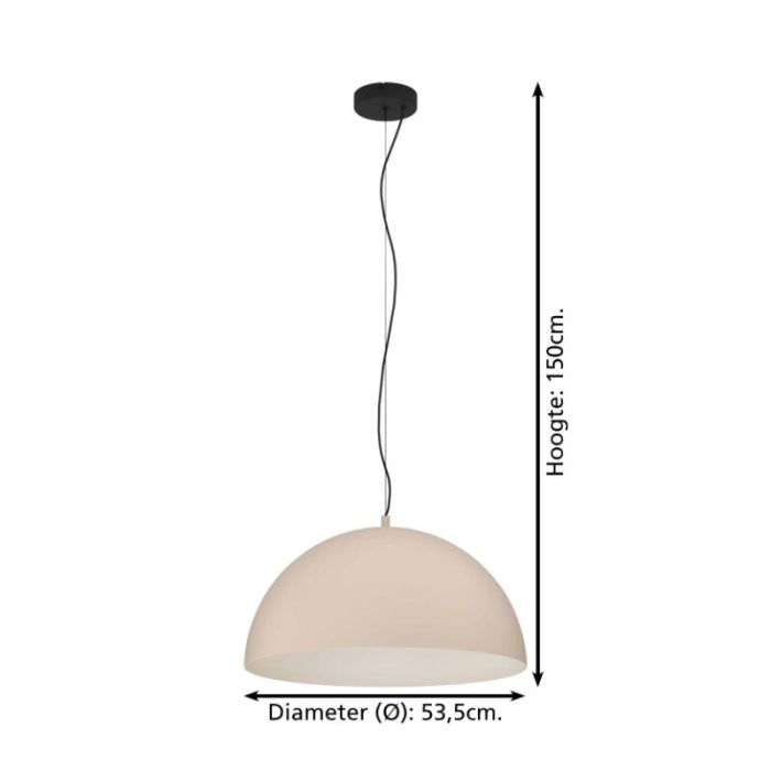 Lampada a sospensione semisfera beige in acciaio, Geneva