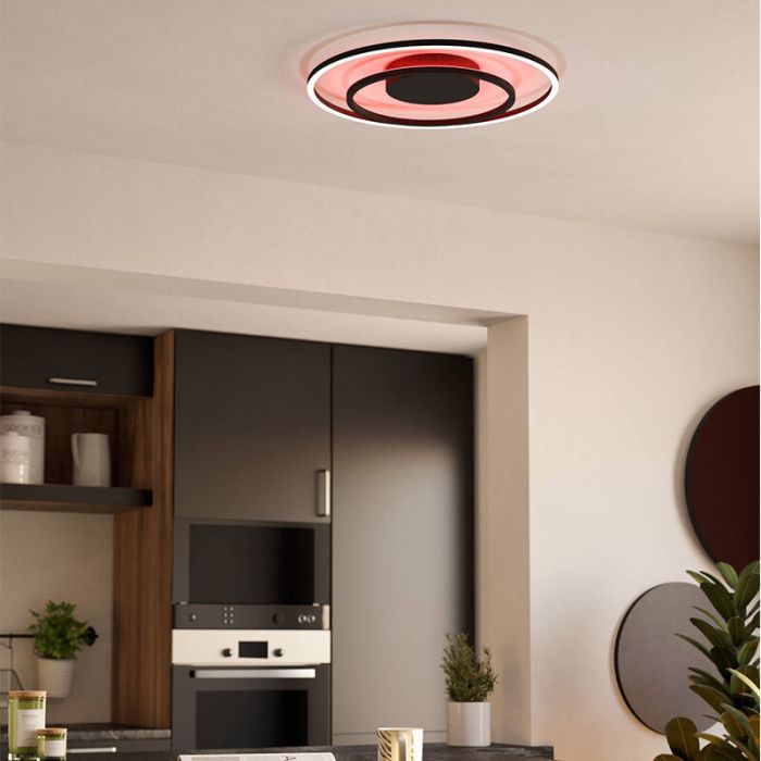 Plafoniera smart nera in alluminio, Cecilia, 21,5W, bianco regolabile tra caldo e freddo LED
