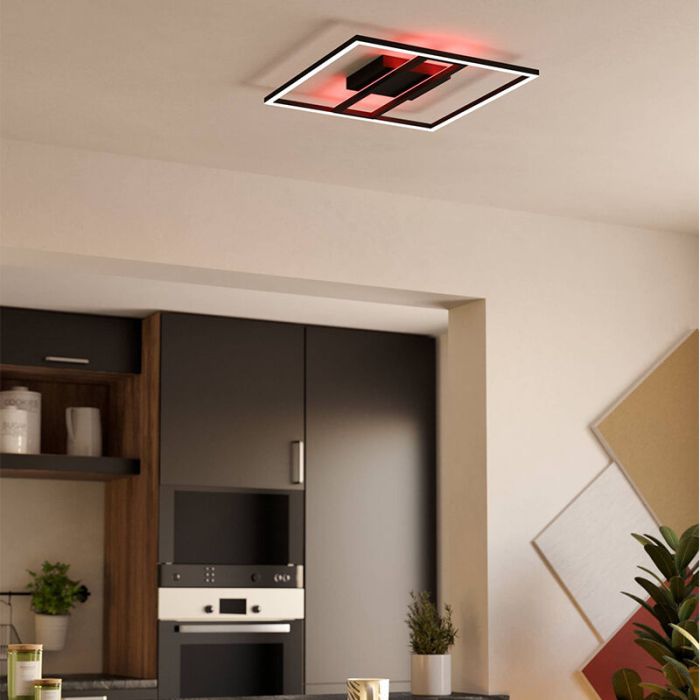 Plafoniera smart nera in alluminio, Cecilia, 21W, bianco regolabile tra caldo e freddo LED