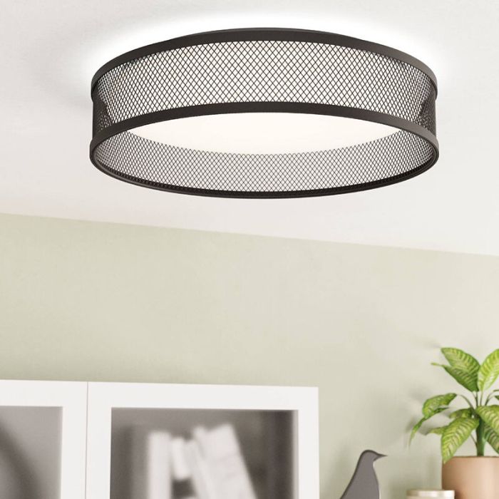 Plafoniera nera in acciaio, Jolene, 20W, 3000K LED