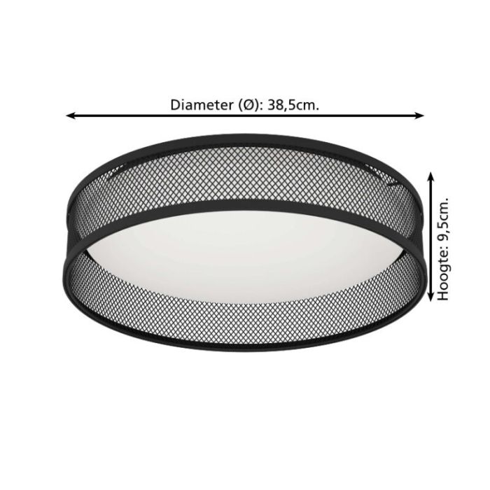 Plafoniera nera in acciaio, Jolene, 20W, 3000K LED