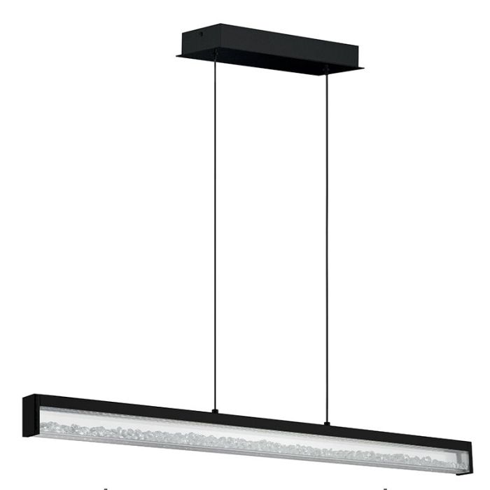 Lampada a sospensione nera in cristallo, Aarnoud, 6W, bianco regolabile tra caldo e freddo LED, controllo touch