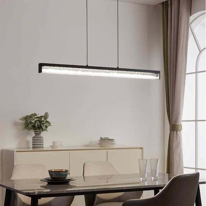 Lampada a sospensione nera in cristallo, Aarnoud, 6W, bianco regolabile tra caldo e freddo LED, controllo touch