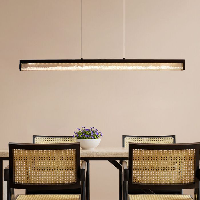 Lampada a sospensione nera in cristallo, Aarnoud, 6W, bianco regolabile tra caldo e freddo LED, controllo touch