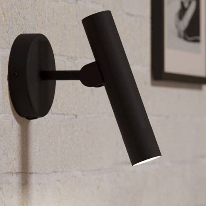 Applique da parete nera in alluminio, Aleyna, 5W, 3000K LED, con interruttore