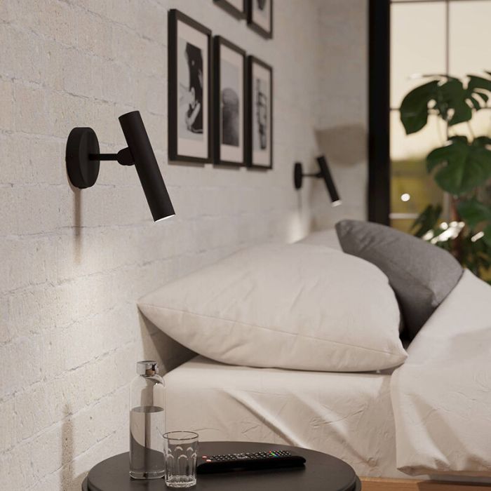 Applique da parete nera in alluminio, Aleyna, 5W, 3000K LED, con interruttore