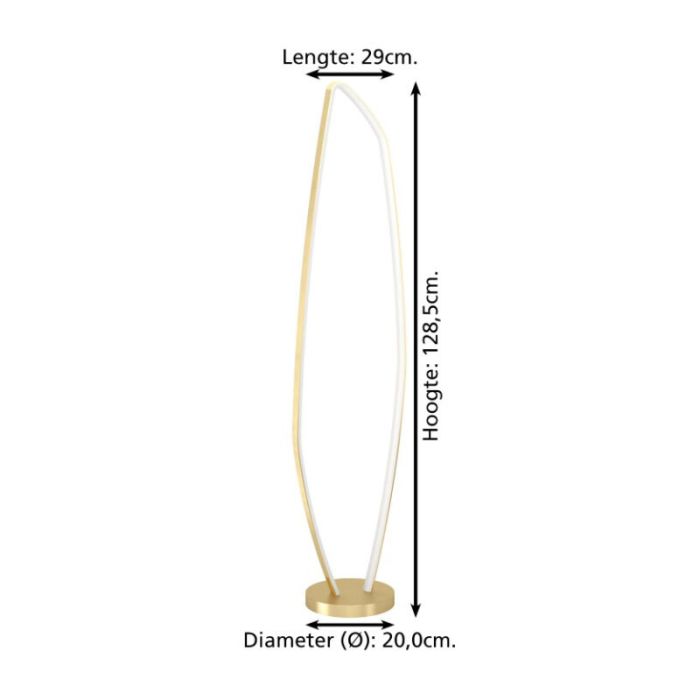 Lampada da terra dorata in alluminio, Samson, 25,2W, 3000K LED, con interruttore