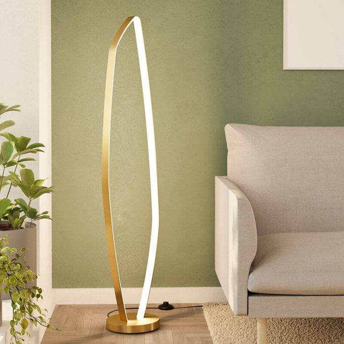 Lampada da terra dorata in alluminio, Samson, 25,2W, 3000K LED, con interruttore