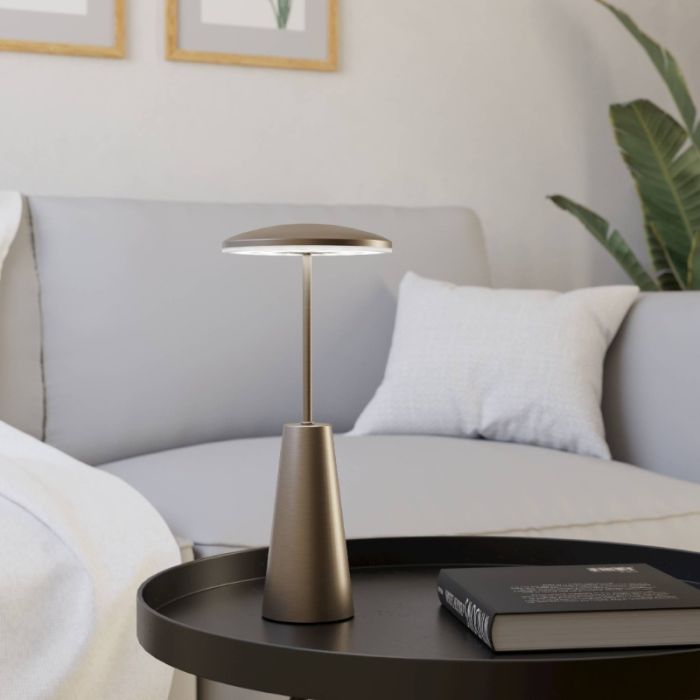 Lampada da tavolo di bronzo in acciaio, Ishika, 2,8W, white switch LED, IP54, controllo touch
