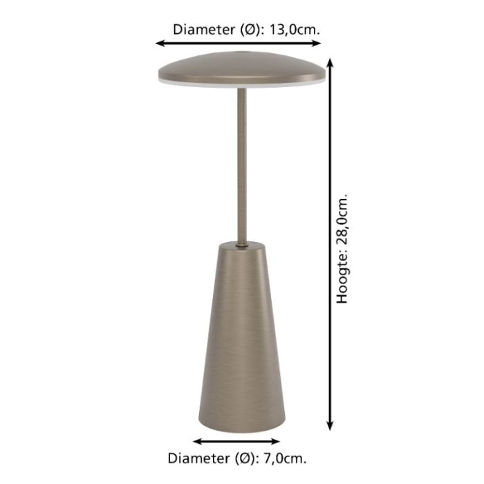 Lampada da tavolo di bronzo in acciaio, Ishika, 2,8W, white switch LED, IP54, controllo touch