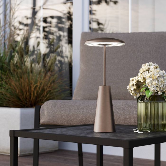 Lampada da tavolo di bronzo in acciaio, Ishika, 2,8W, white switch LED, IP54, controllo touch