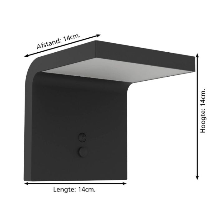 Applique da esterno solare nera in plastica, Huseyin, 6,5W, 4000K LED, IP65