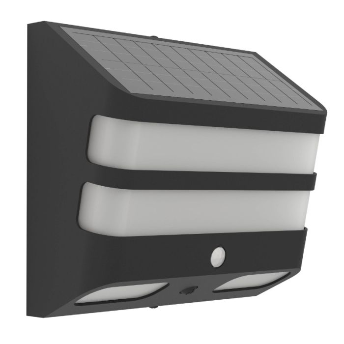 Applique da esterno solare nera in plastica, Hisham, 6,5W, 4000K LED, IP65
