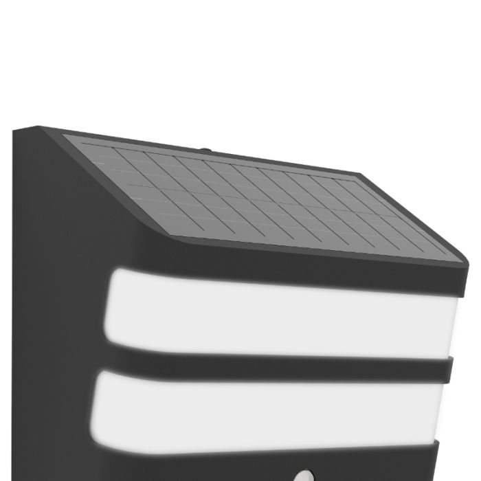 Applique da esterno solare nera in plastica, Hisham, 6,5W, 4000K LED, IP65