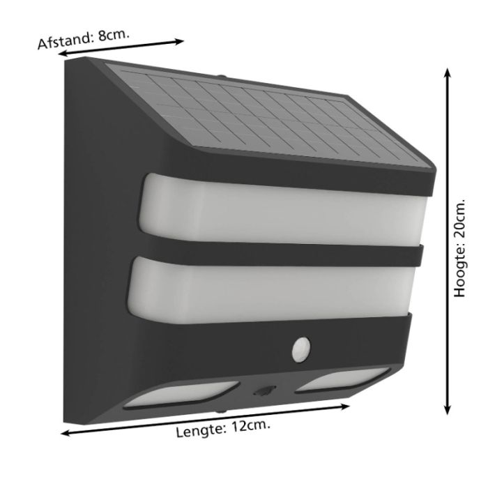 Applique da esterno solare nera in plastica, Hisham, 6,5W, 4000K LED, IP65