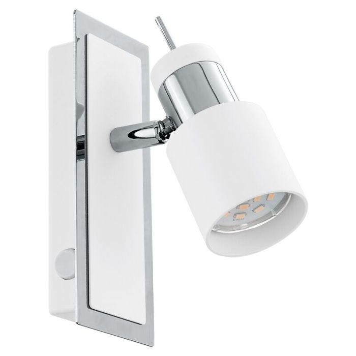 Faretto da soffitto cromato in acciaio, Nicolas, con interruttore