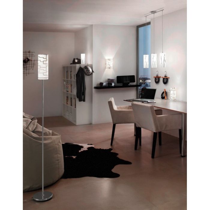 Lampada da tavolo cromata in vetro, Ilyas, con interruttore