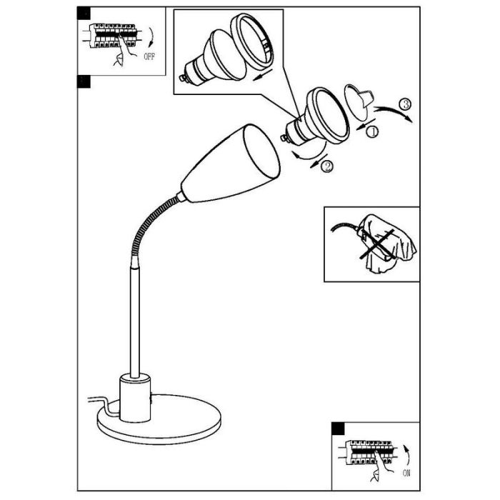 Lampada da tavolo antracite metallo, Said, con interruttore
