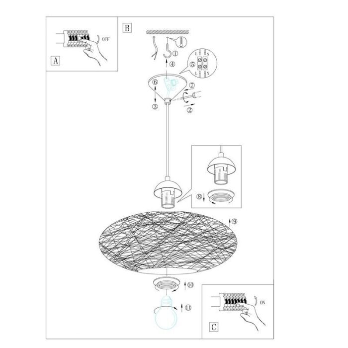 Lampada a sospensione beige in plastica, Hero