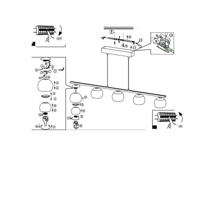 Lampada a sospensione in nichel in vetro, Riviera, 3W, 3000K LED