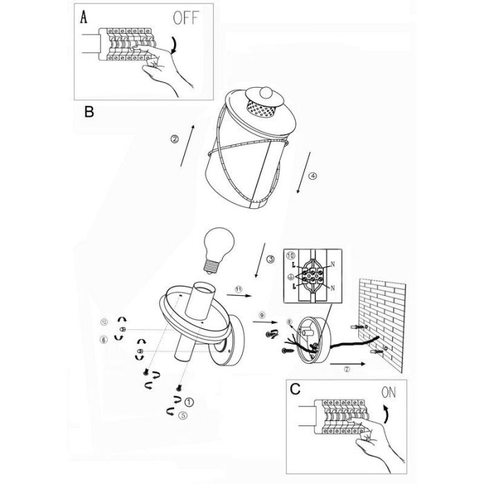 Lampada da esterno nera in plastica, Alisia, IP44