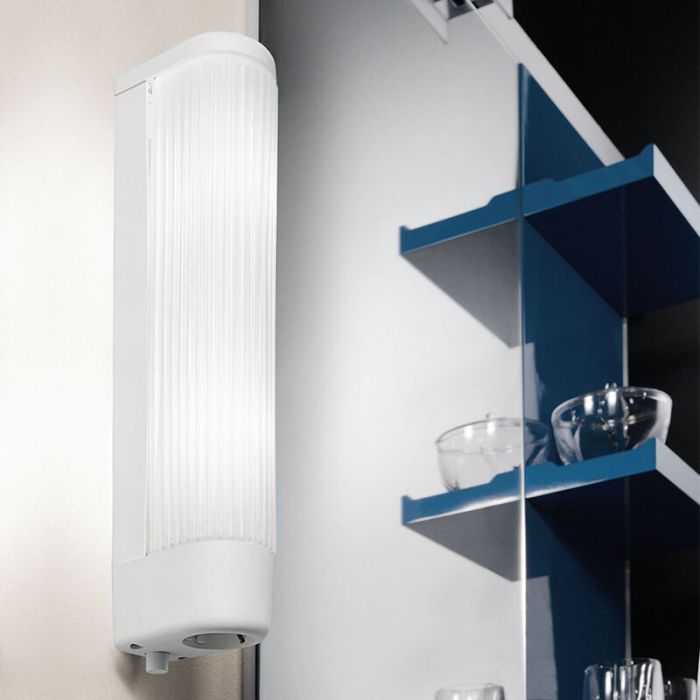 Lampada per specchio bianca in vetro, Amrita, con interruttore