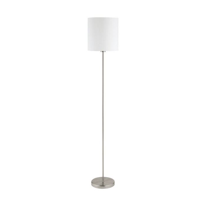 Lampada da terra bianca in tessuto, Abano, con interruttore