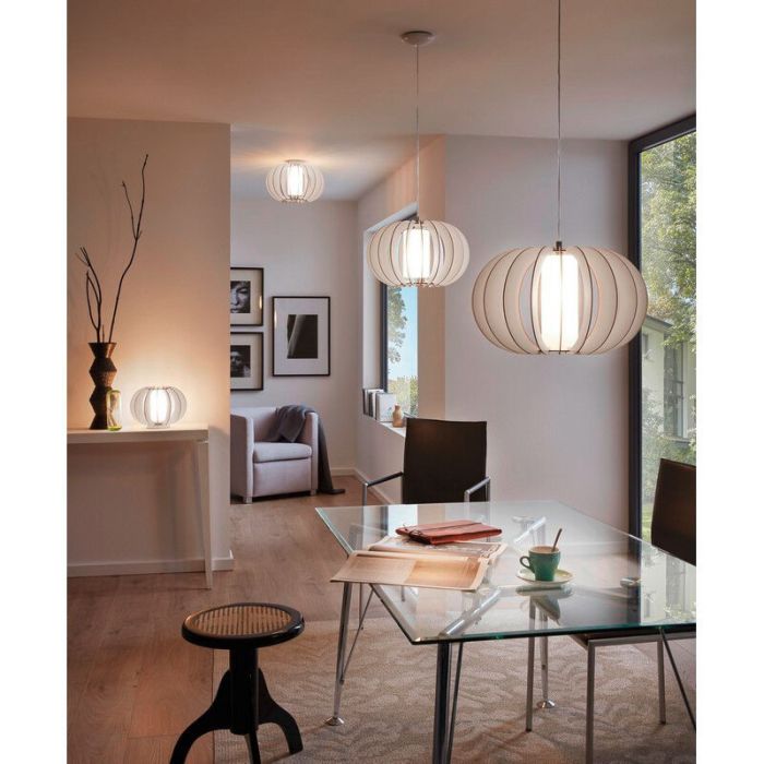 Lampada a sospensione bianca in legno, Kiran