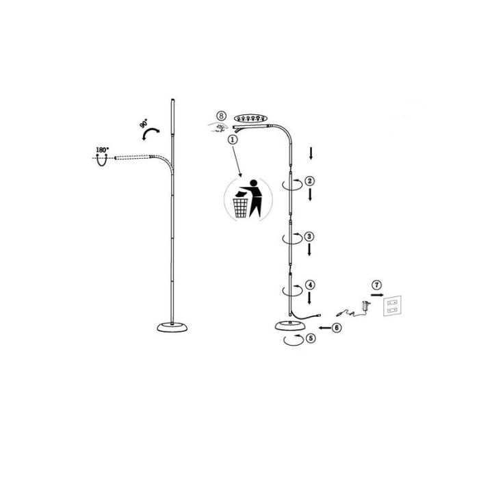 Lampada da terra bianca in plastica, Brennan, 5W, 4000K LED, controllo touch