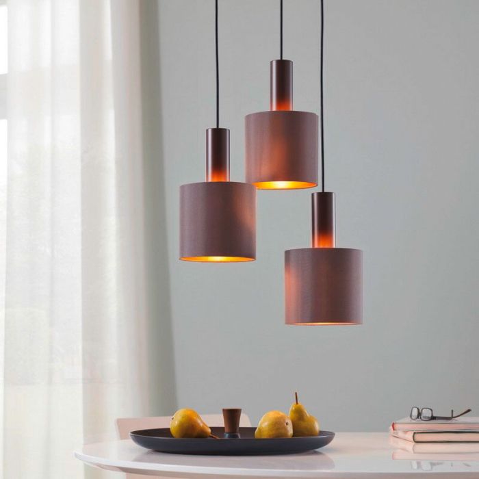 Lampada a sospensione marrone in tessuto, Mies