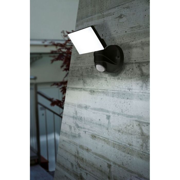 Applique da esterno con sensore di movimento nera in plastica, Joselien, 13W, 5000K LED, IP44