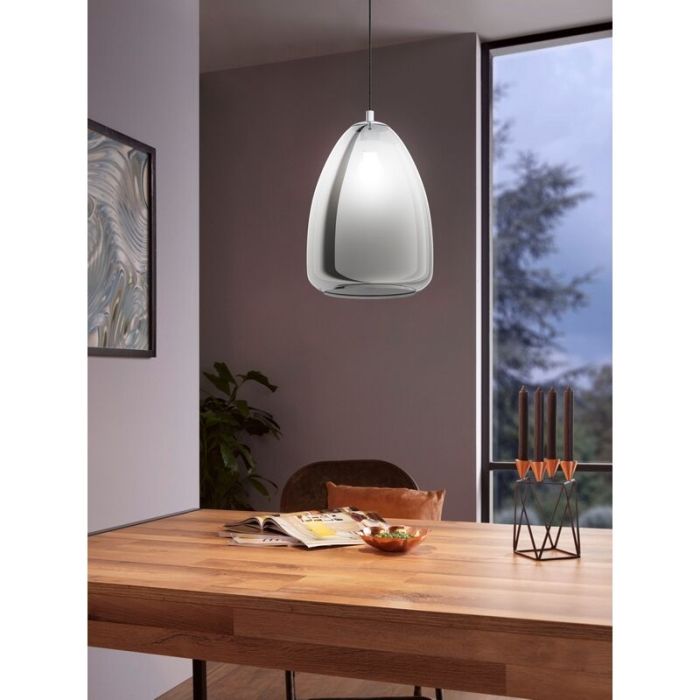 Lampada a sospensione cromata in vetro, Fredericus