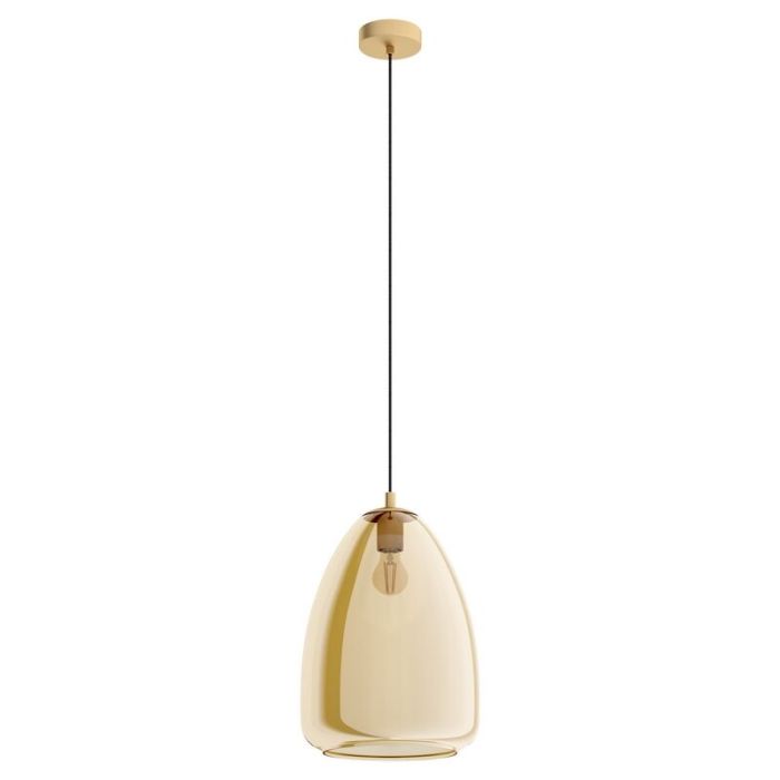 Lampada a sospensione ambrata in vetro, Fredericus